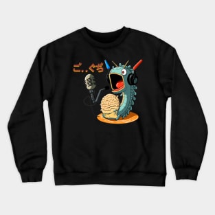 Ramen of Kanagawa  monster speaking in microphone Crewneck Sweatshirt